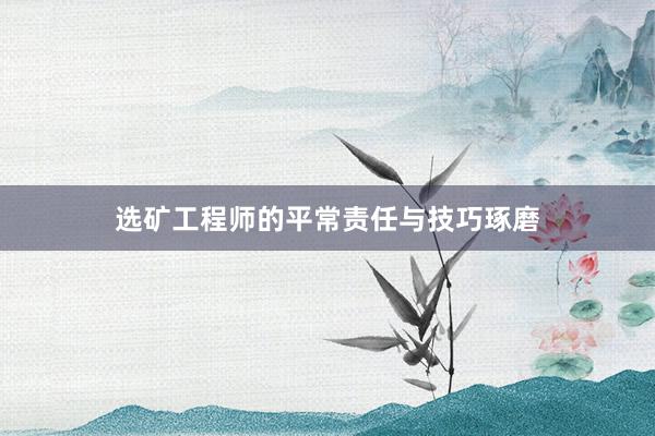 选矿工程师的平常责任与技巧琢磨